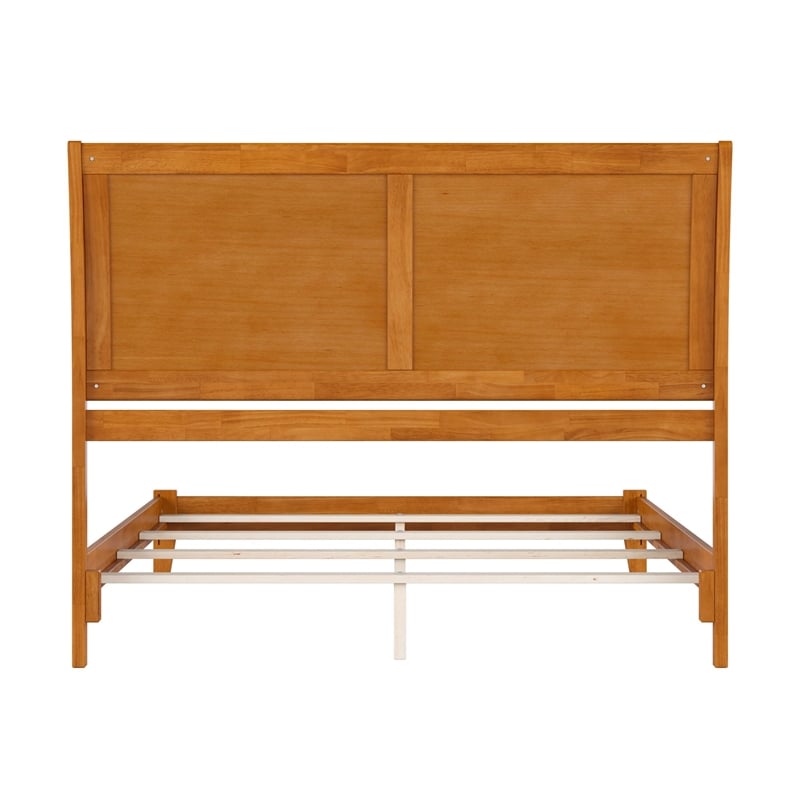 Portland Queen Solid Wood Foundation Bed in Light Toffee