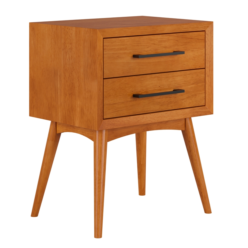 AFI Pasadena Solid Hardwood 2 Drawer Nightstand in Light Toffee