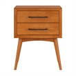 AFI Pasadena Solid Hardwood 2 Drawer Nightstand in Light Toffee