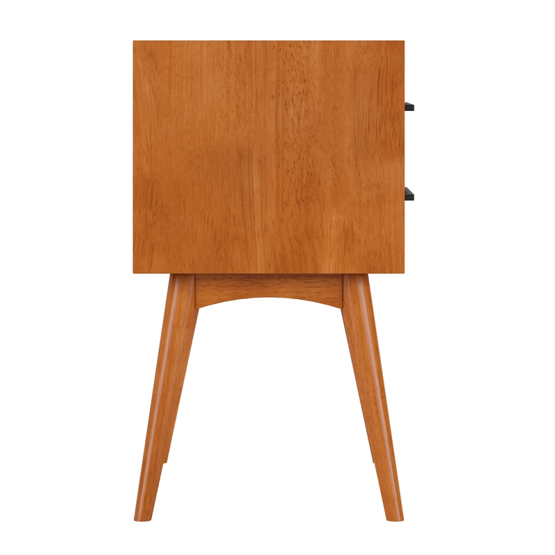 AFI Pasadena Solid Hardwood 2 Drawer Nightstand in Light Toffee