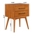 AFI Pasadena Solid Hardwood 2 Drawer Nightstand in Light Toffee