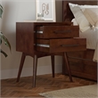 AFI Pasadena Solid Hardwood 2 Drawer Nightstand in Walnut Brown