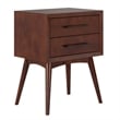 AFI Pasadena Solid Hardwood 2 Drawer Nightstand in Walnut Brown