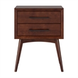AFI Pasadena Solid Hardwood 2 Drawer Nightstand in Walnut Brown