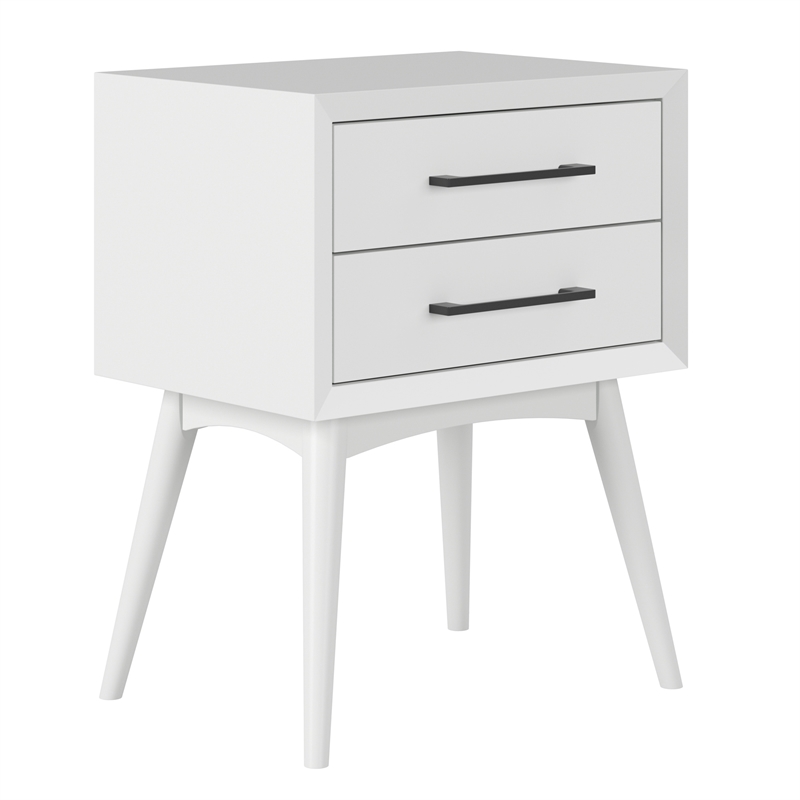 Pasadena Solid Wood 2 Drawer Nightstand in White