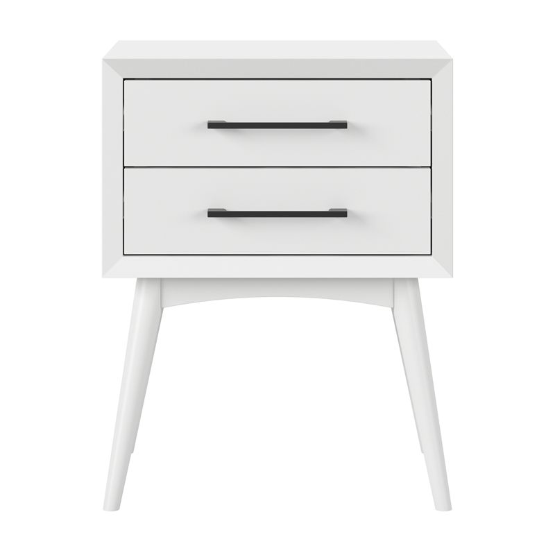 Pasadena Solid Wood 2 Drawer Nightstand in White