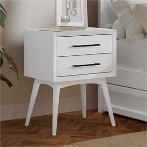 Pasadena Solid Wood 2 Drawer Nightstand in White