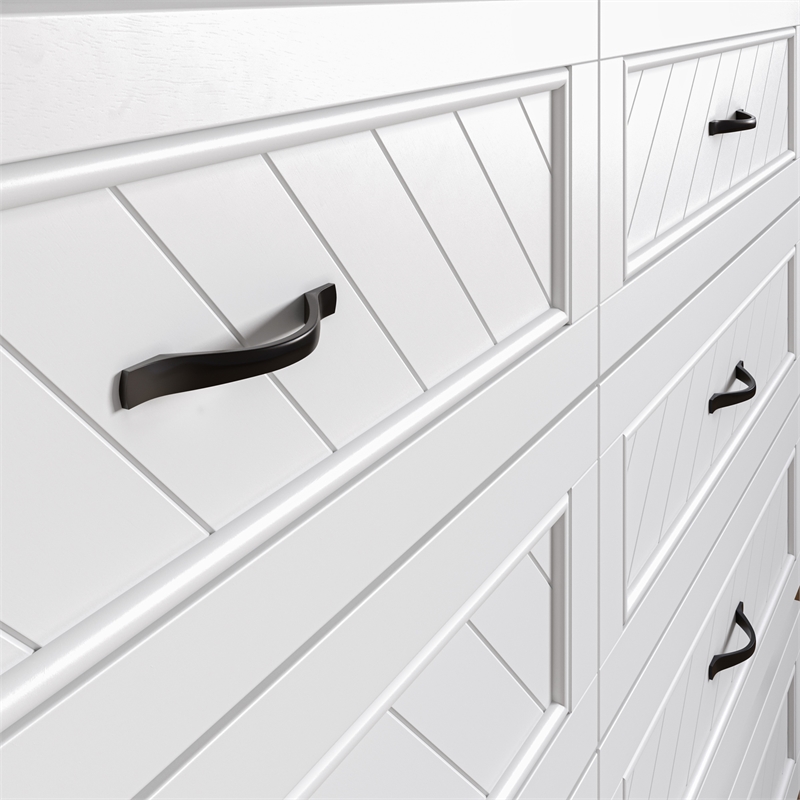 Alpine Queen Wood Murphy Bed Chest with Mattress & Built-in Charger in White