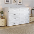 Alpine Queen Wood Murphy Bed Chest with Mattress & Built-in Charger in White