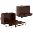 Alpine Queen Wood Murphy Bed Chest with Mattress & Built-in Charger in Walnut