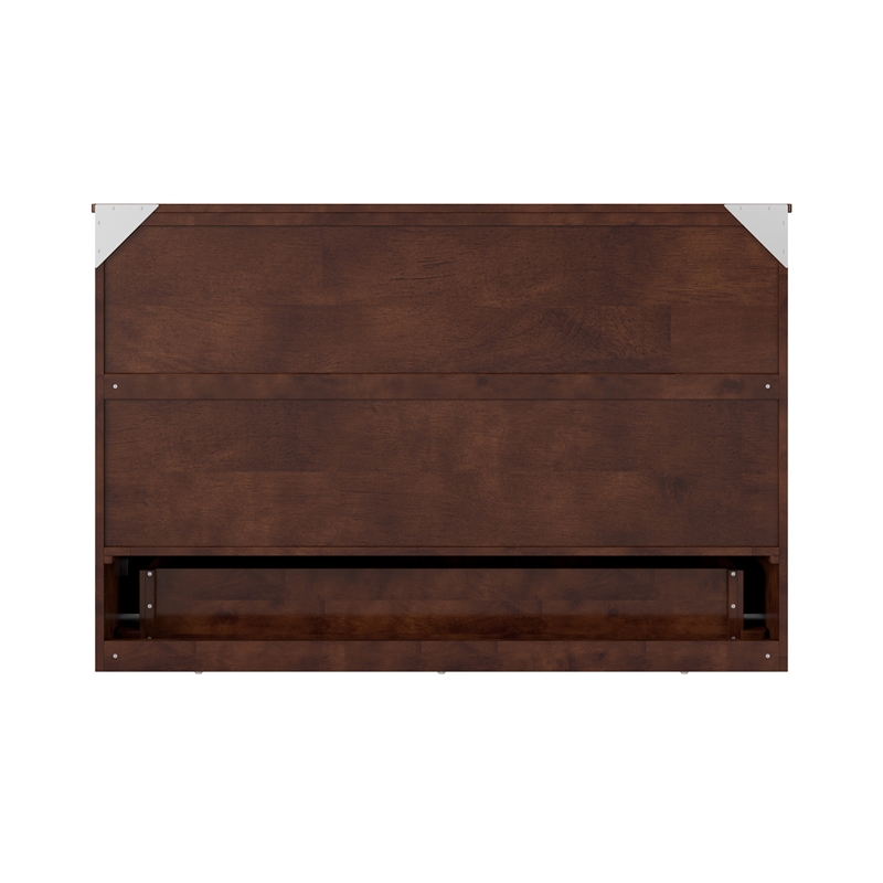 Alpine Queen Wood Murphy Bed Chest with Mattress & Built-in Charger in Walnut
