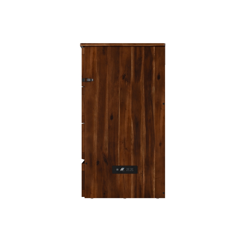 Alpine Queen Wood Murphy Bed Chest with Mattress & Built-in Charger in Barnwood