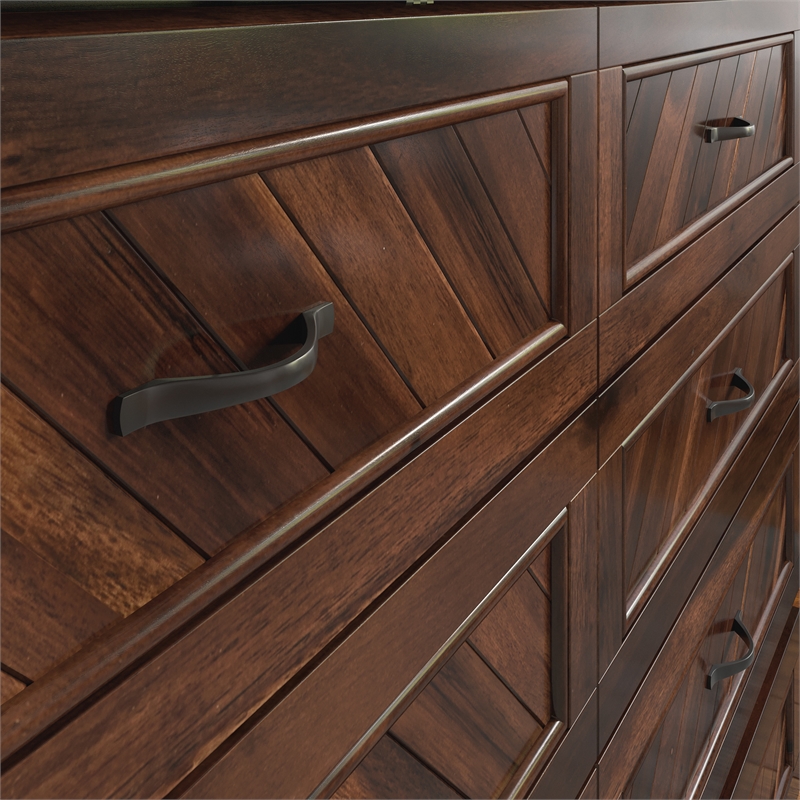Alpine Queen Wood Murphy Bed Chest with Mattress & Built-in Charger in Barnwood