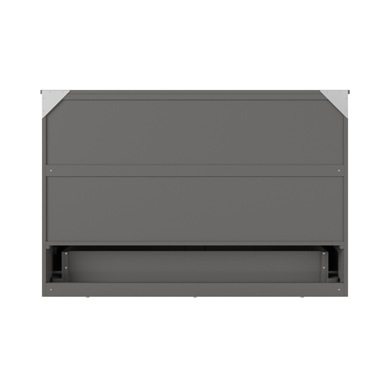 Alpine Queen Wood Murphy Bed Chest with Mattress & Built-in Charger in Gray