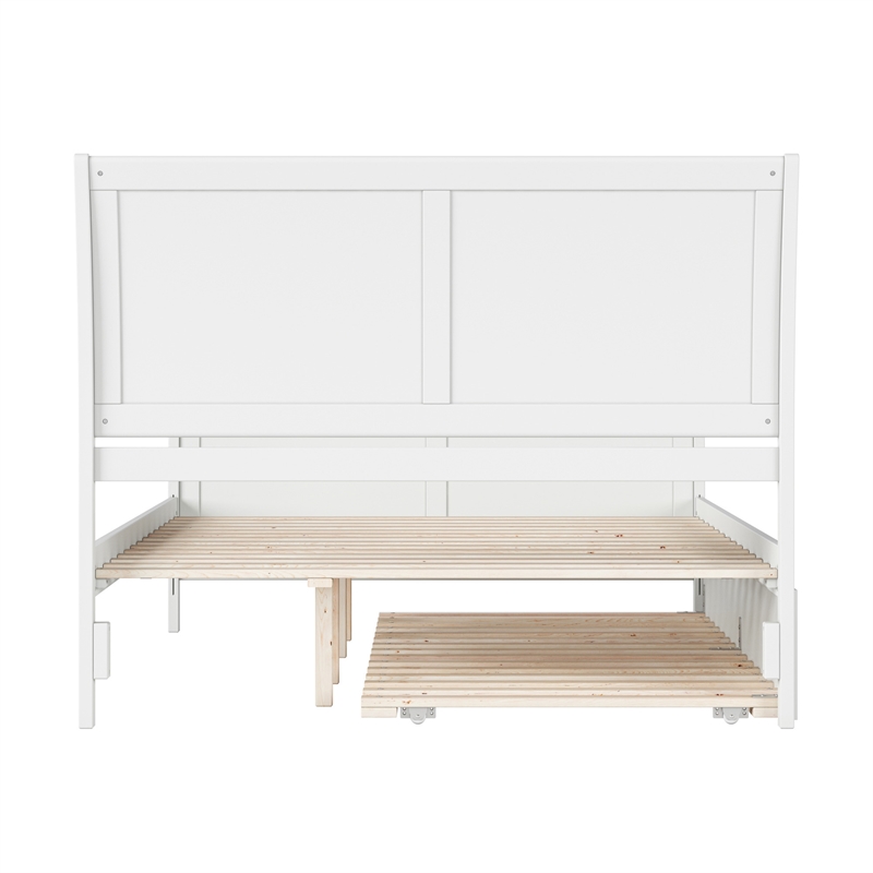 Portland Queen Wood Platform Bed with Matching Footboard & Trundle in White