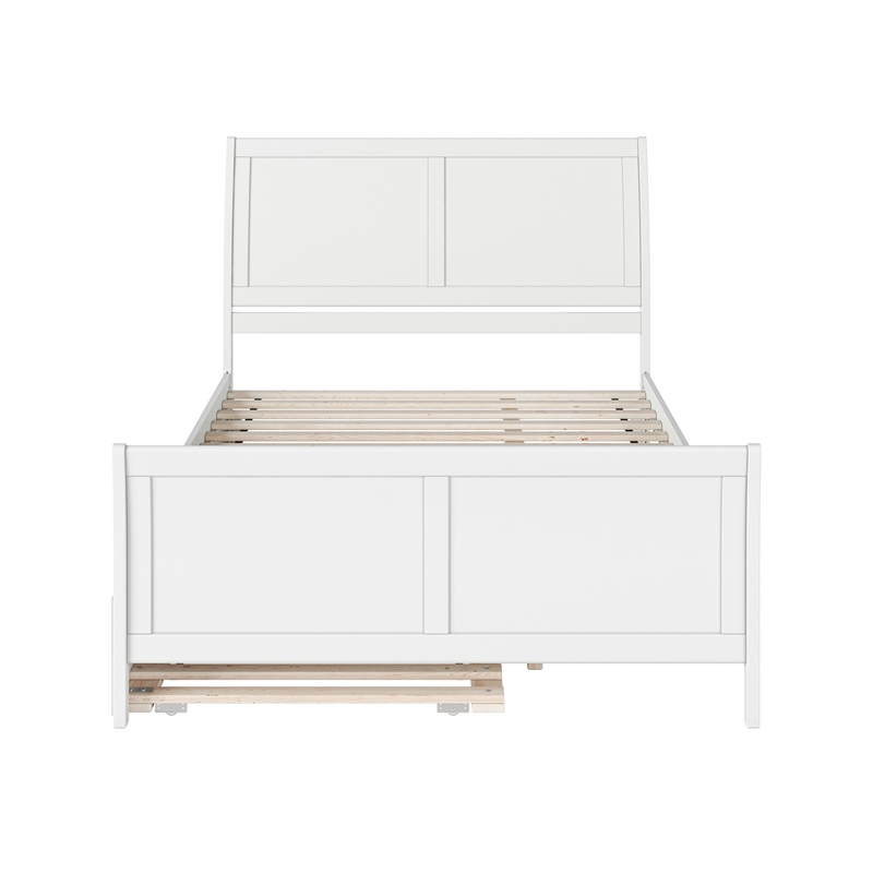Portland Queen Wood Platform Bed with Matching Footboard & Trundle in White