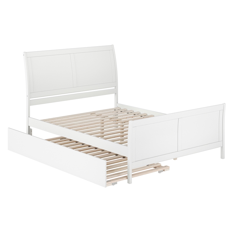 Portland Queen Wood Platform Bed with Matching Footboard & Trundle in White