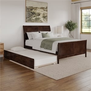 Portland Queen Wood Platform Bed with Matching Footboard & Trundle in Walnut