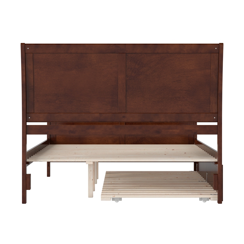 Portland Queen Wood Platform Bed with Matching Footboard & Trundle in Walnut