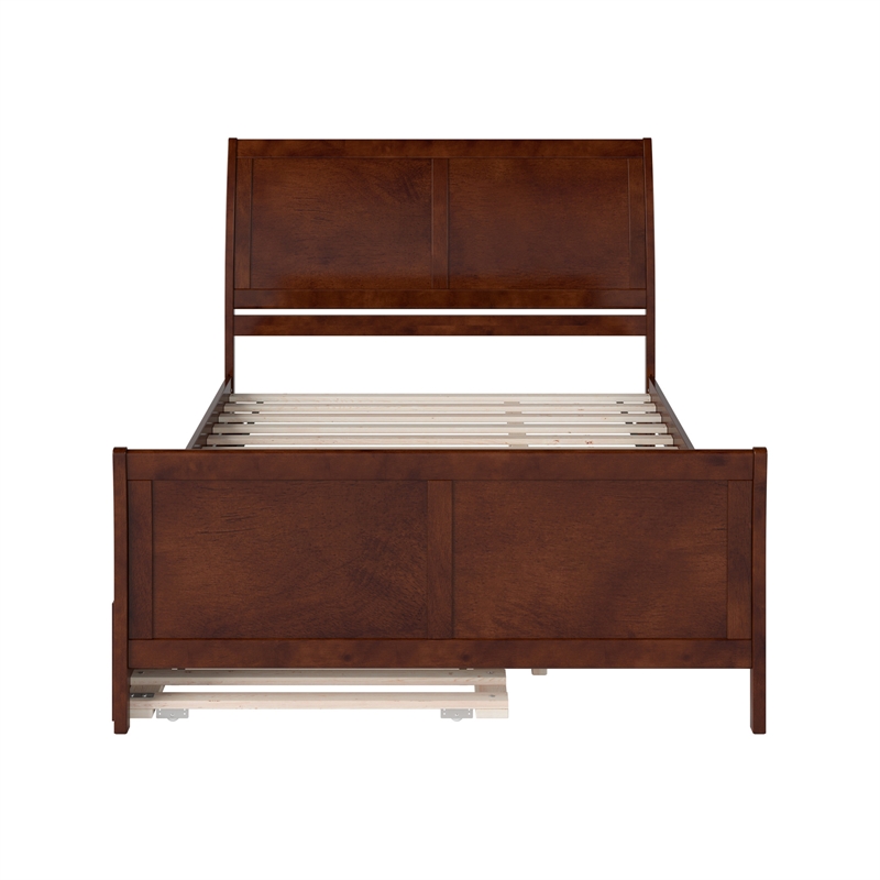 Portland Queen Wood Platform Bed with Matching Footboard & Trundle in Walnut