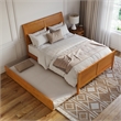 Portland Queen Wood Bed with Matching Footboard & Trundle in Light Toffee