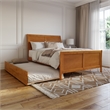 Portland Queen Wood Bed with Matching Footboard & Trundle in Light Toffee