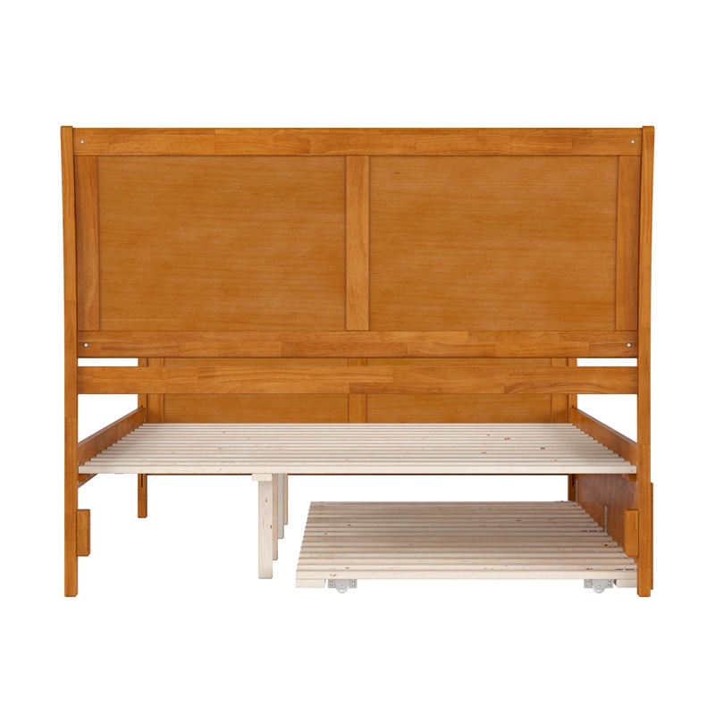 Portland Queen Wood Bed with Matching Footboard & Trundle in Light Toffee