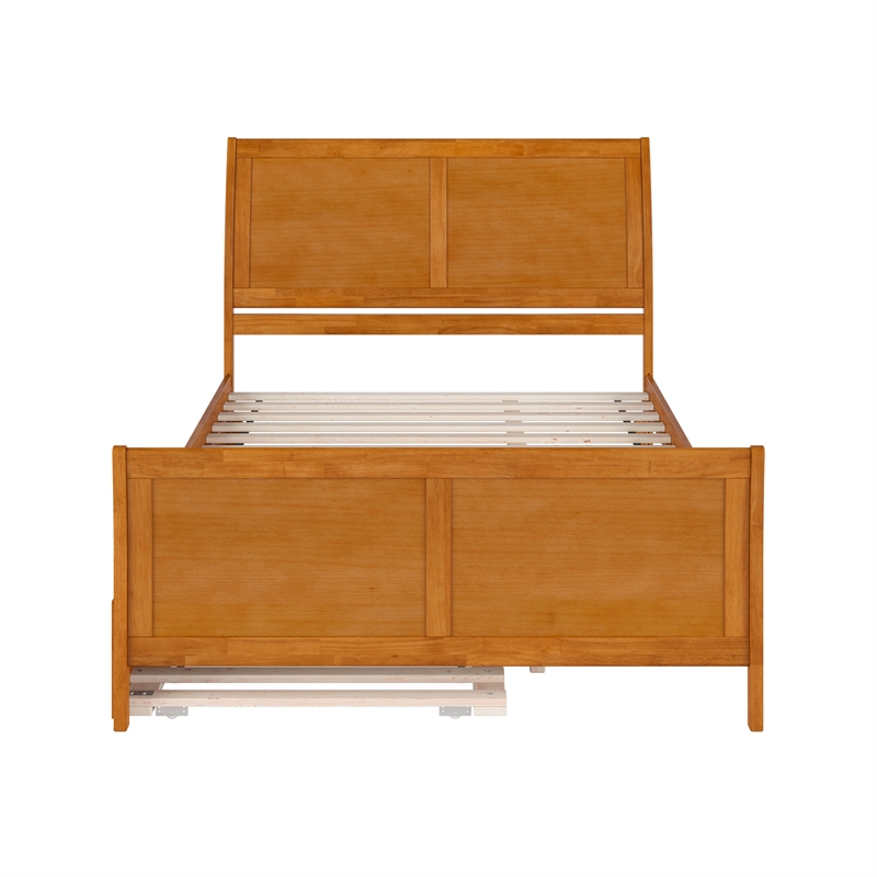 Portland Queen Wood Bed with Matching Footboard & Trundle in Light Toffee