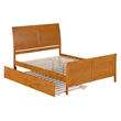 Portland Queen Wood Bed with Matching Footboard & Trundle in Light Toffee
