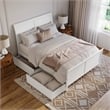 Portland Queen Storage Wood Platform Bed with Matching Footboard in White