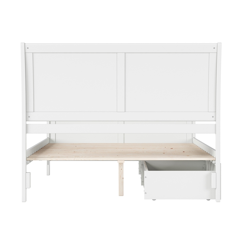 Portland Queen Storage Wood Platform Bed with Matching Footboard in White