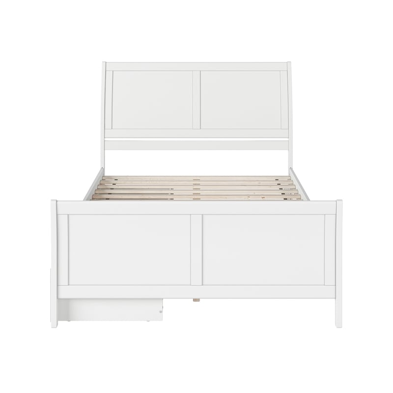 Portland Queen Storage Wood Platform Bed with Matching Footboard in White