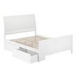 Portland Queen Storage Wood Platform Bed with Matching Footboard in White
