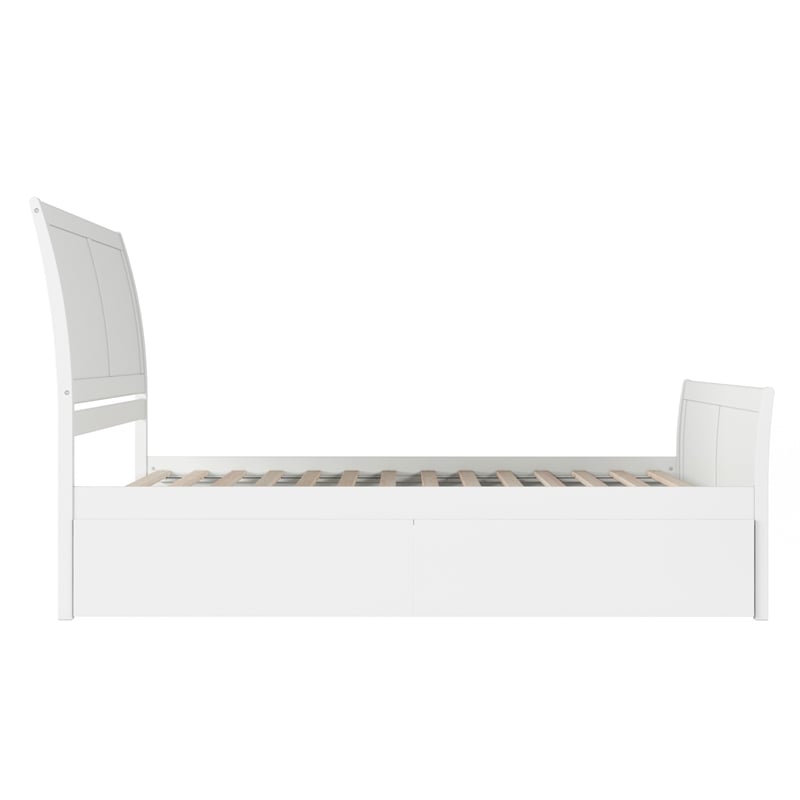 Portland Queen Storage Wood Platform Bed with Matching Footboard in White