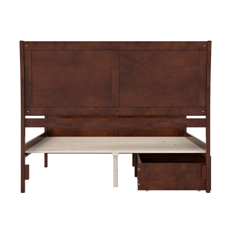 Portland Queen Storage Wood Platform Bed with Matching Footboard in Walnut
