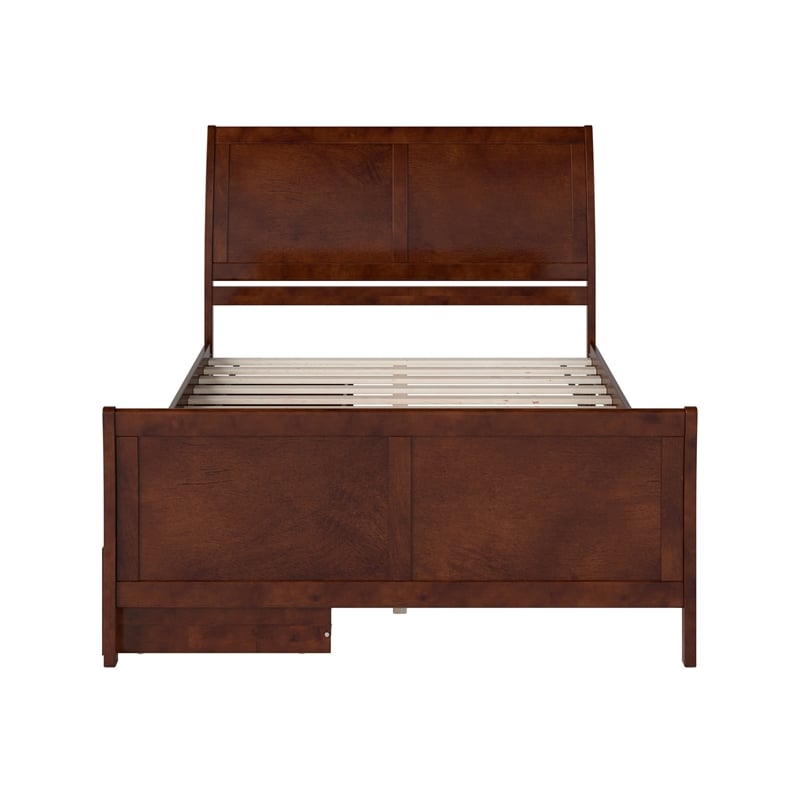 Portland Queen Storage Wood Platform Bed with Matching Footboard in Walnut
