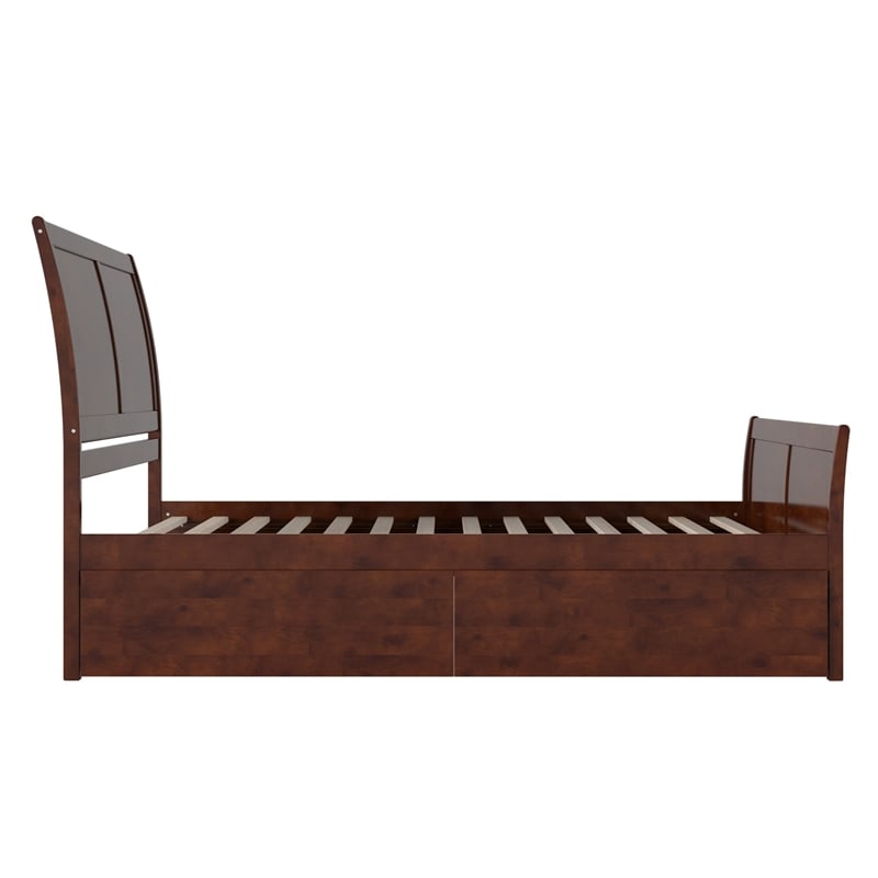 Portland Queen Storage Wood Platform Bed with Matching Footboard in Walnut