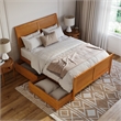 Portland Queen Storage Wood Platform Bed with Matching Footboard in Light Toffee
