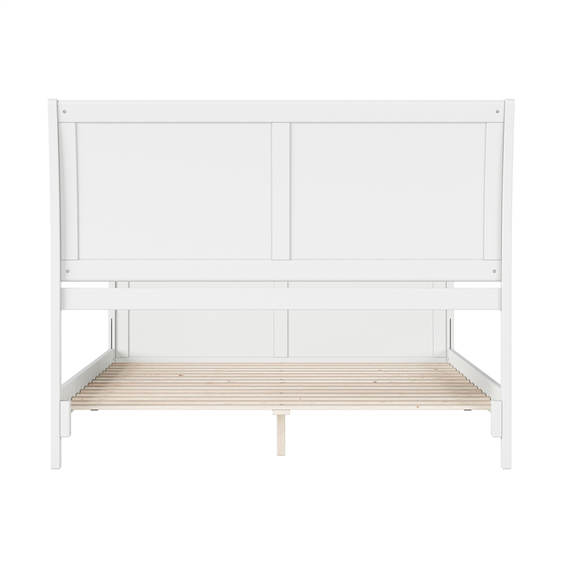 Portland Queen Wood Low Profile Platform Bed with Matching Footboard in White