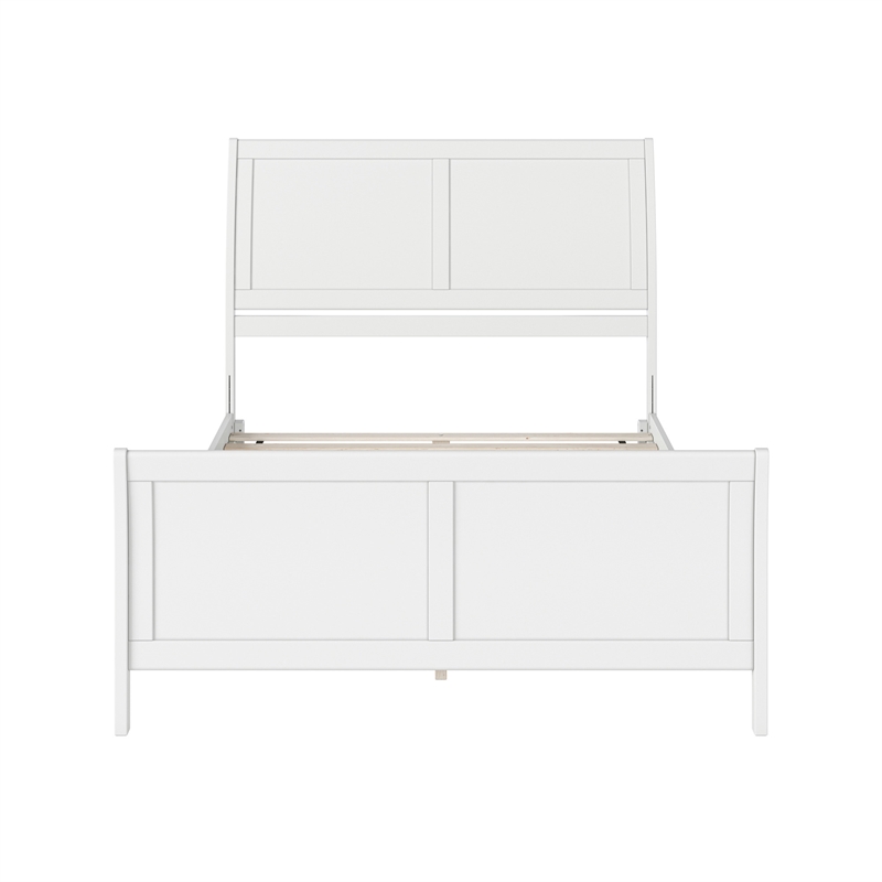 Portland Queen Wood Low Profile Platform Bed with Matching Footboard in White