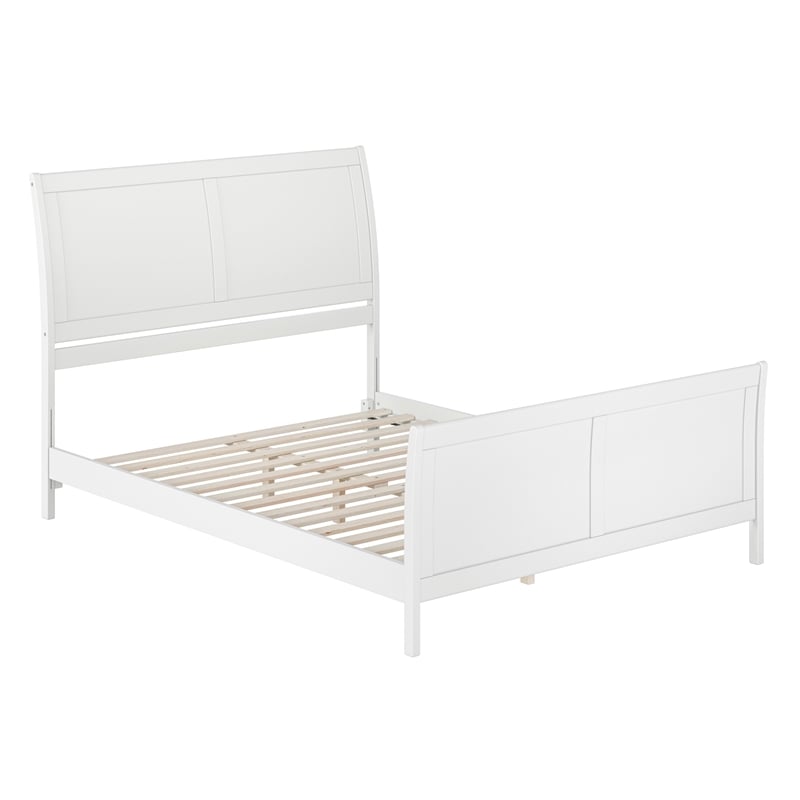 Portland Queen Wood Low Profile Platform Bed with Matching Footboard in White
