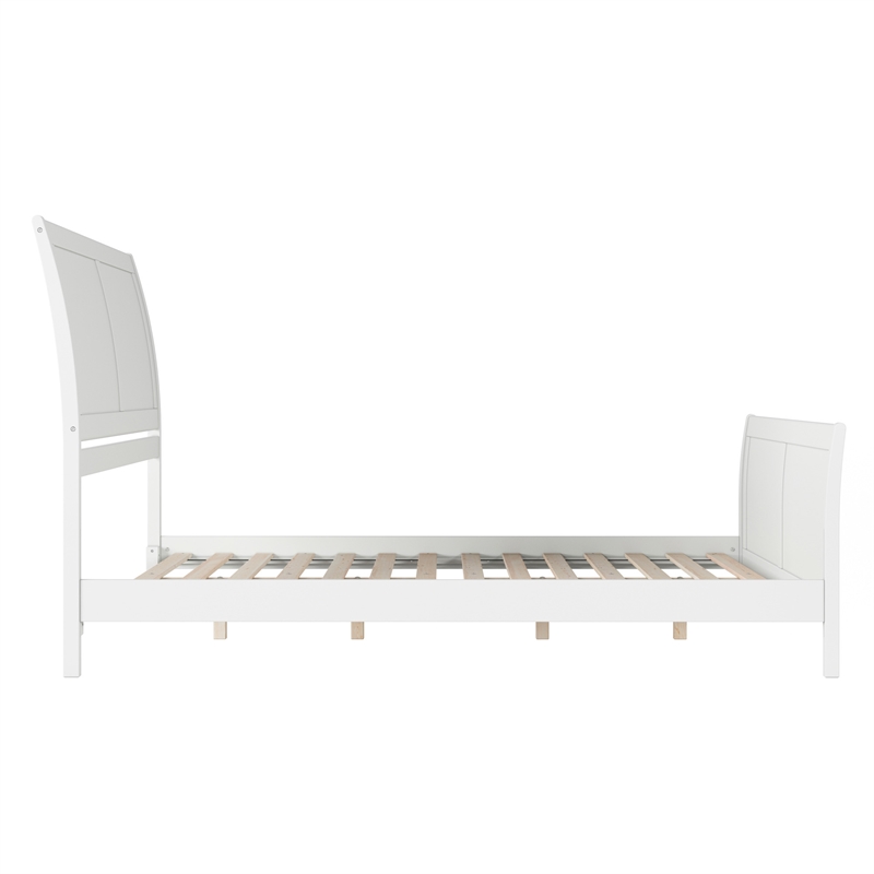 Portland Queen Wood Low Profile Platform Bed with Matching Footboard in White