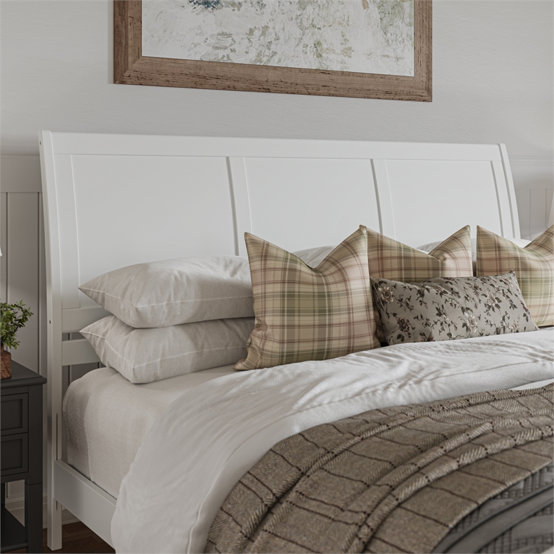 Portland King Wood Low Profile Platform Bed with Matching Footboard in White