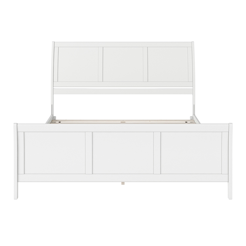 Portland King Wood Low Profile Platform Bed with Matching Footboard in White