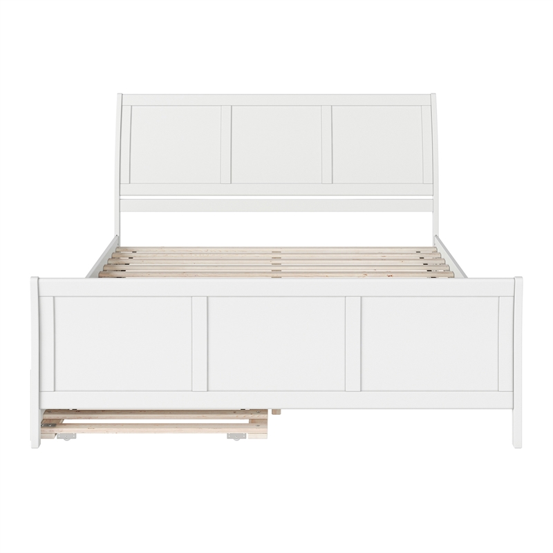 Portland King Wood Platform Bed with Matching Footboard & Trundle in White