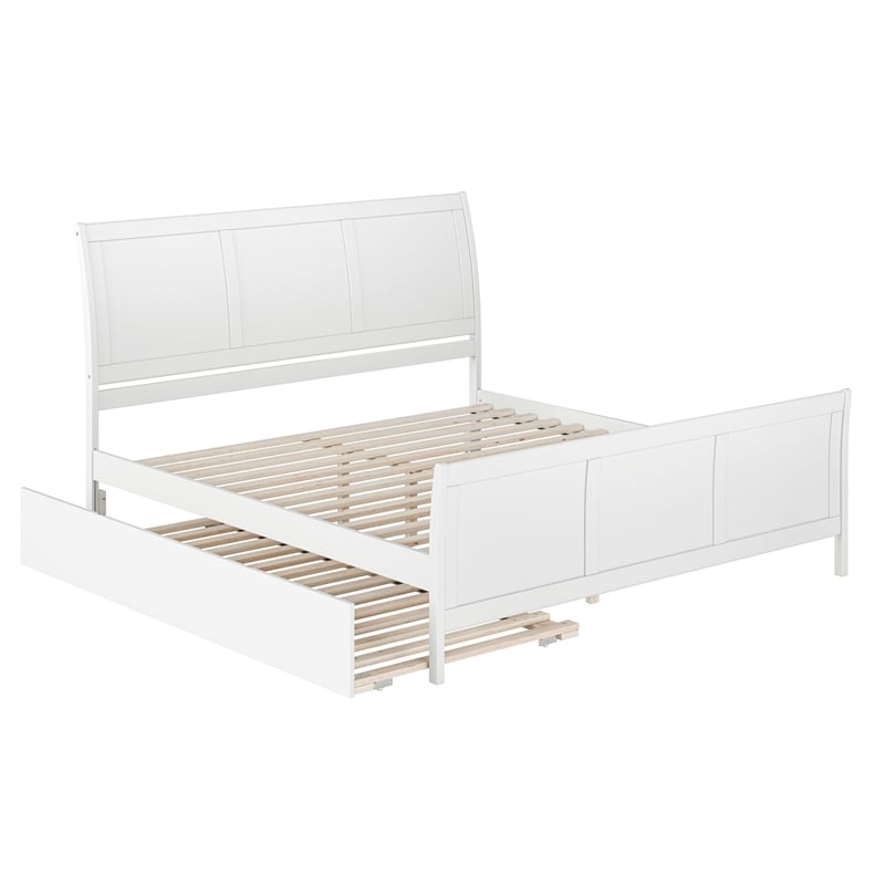 Portland King Wood Platform Bed with Matching Footboard & Trundle in White