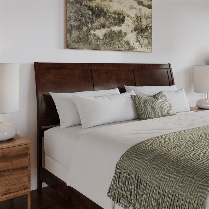 Portland King Wood Platform Bed with Matching Footboard & Trundle in Walnut