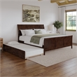 Portland King Wood Platform Bed with Matching Footboard & Trundle in Walnut