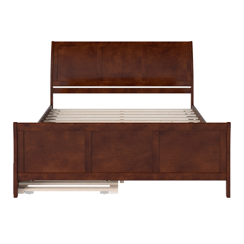 Portland King Wood Platform Bed with Matching Footboard & Trundle in Walnut