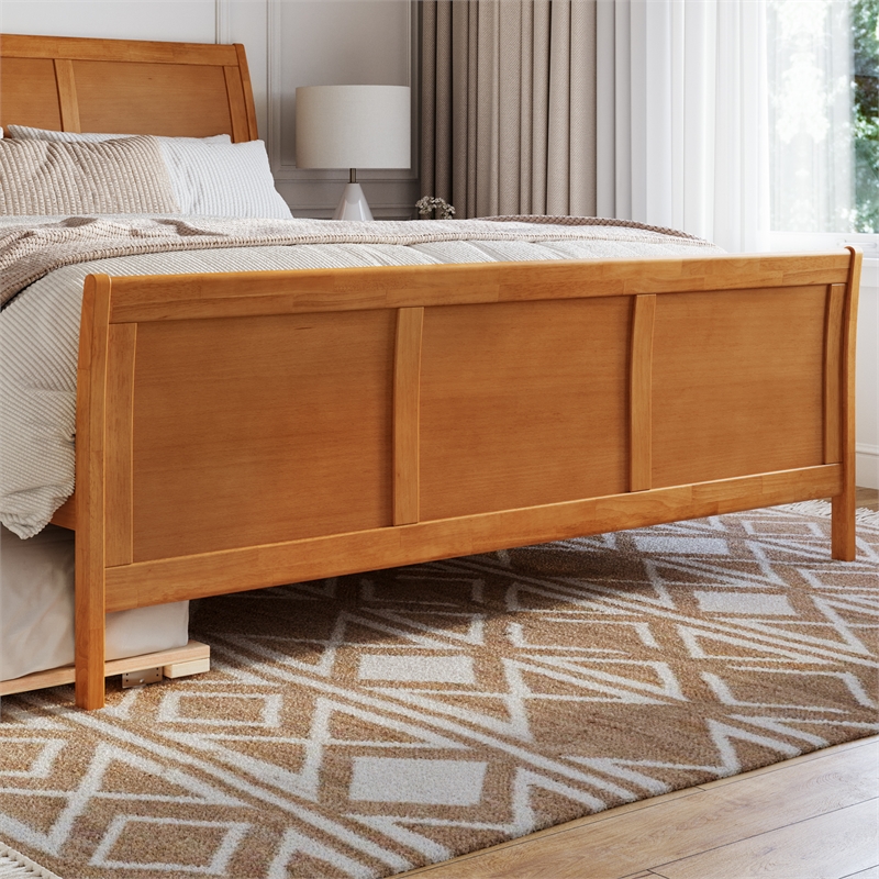 Portland King Wood Bed with Matching Footboard & Trundle in Light Toffee